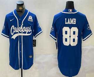 Mens Dallas Cowboys #88 CeeDee Lamb Light Blue 1960 Patch Stitched Cool Base Nike Baseball Jersey